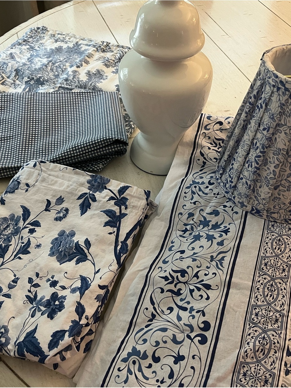 Blue & White Chinoiserie Bedroom Decor Bundle (lamp base NOT included)